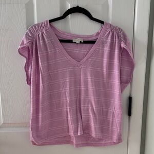 LOFT Light Mauve V-Neck Short Sleeve Tee
